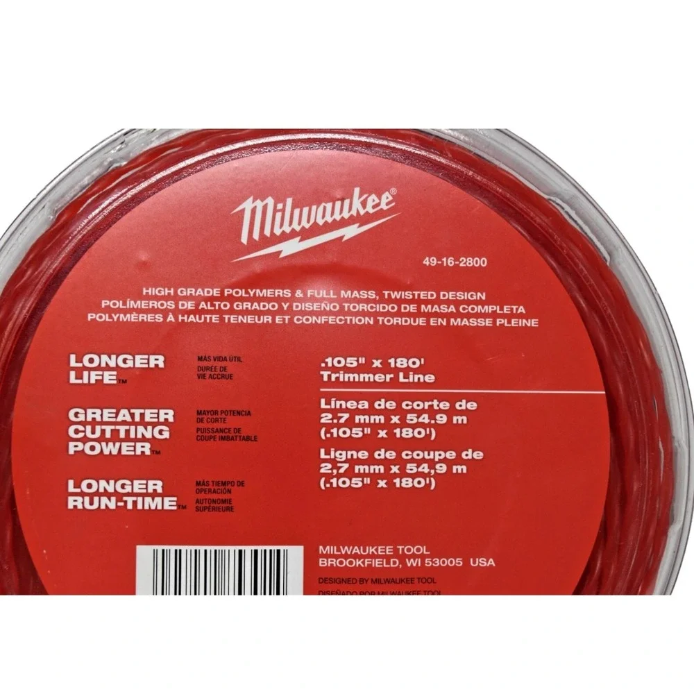 Milwaukee .105 Trimmer Line 180ft Twisted Heavy Duty Weed Eater String‎